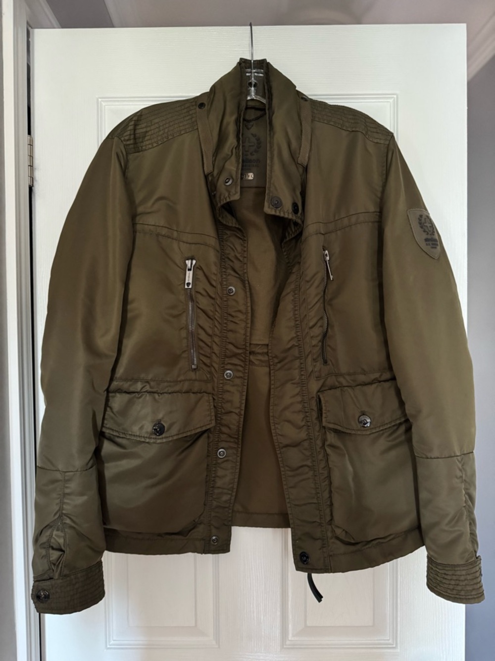 Strellson Men Mid-Season Olive Green Utility Jacket with hood US 42
